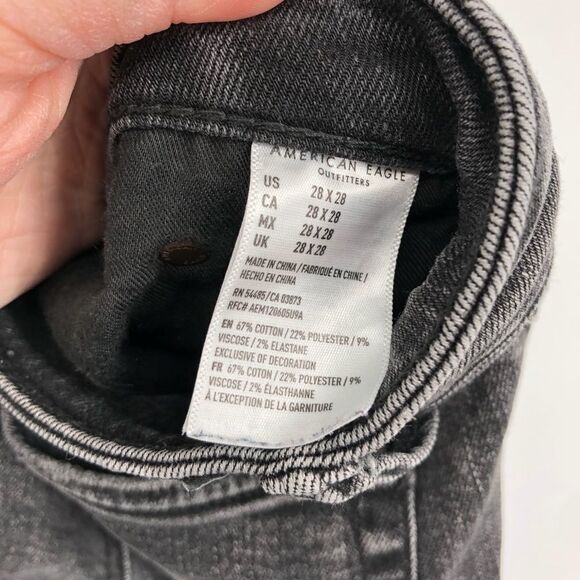 AMERICAN EAGLE Next Level Flex Stretch Ripped Knee Slim Leg Jeans Black Wash - Picture 9 of 9